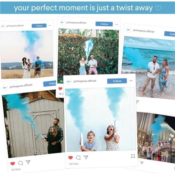 Gender Reveal Confetti Cannon - Biodegradable Powder Cannons Smoke Party Poppers - Picture 4 of 7